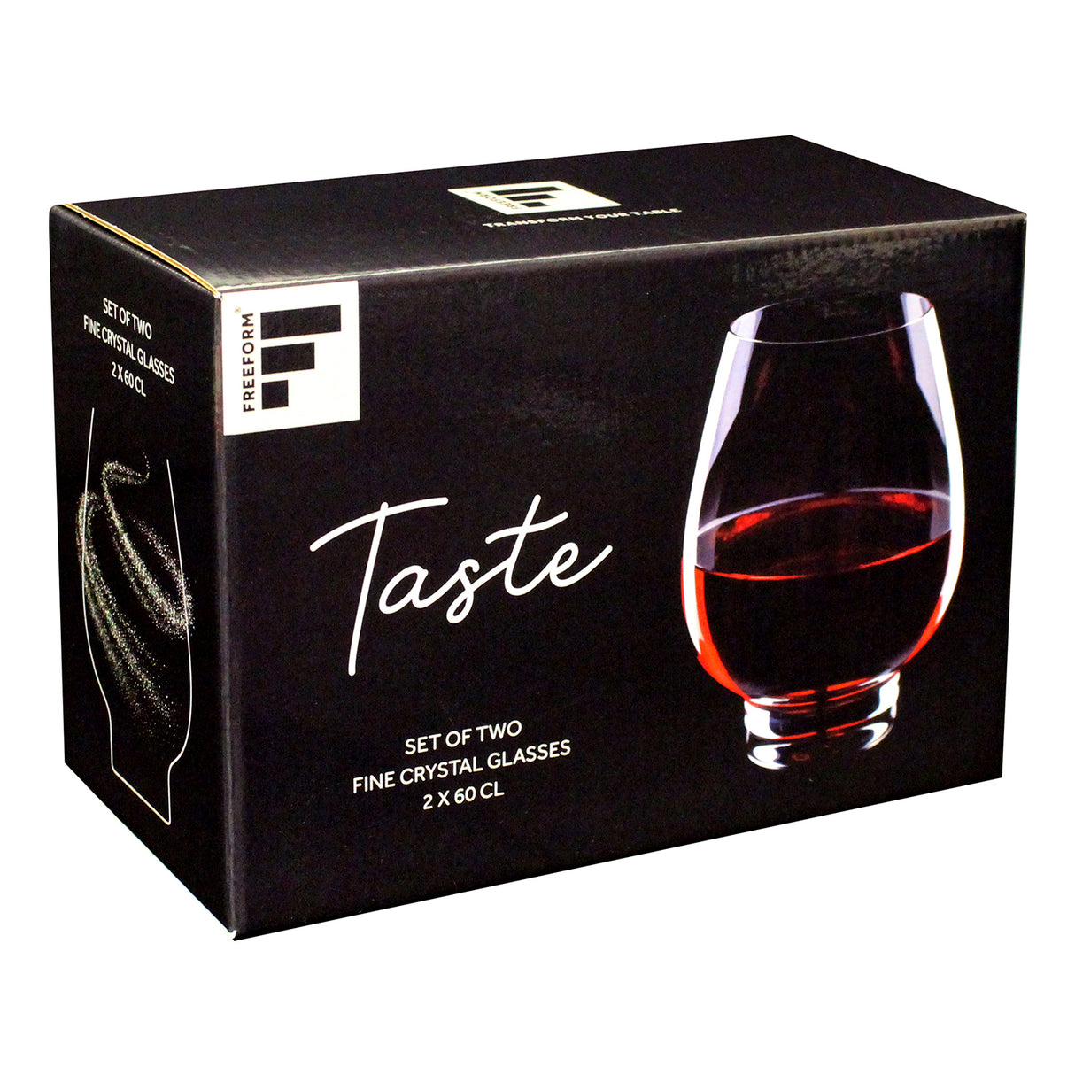 Klares FREEFORM Rotwein-Glas, 600 ml, stilvolles Weinglas für Rotwein, im Doppelpack, elegant und transparent.