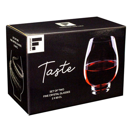 Klares FREEFORM Rotwein-Glas, 600 ml, stilvolles Weinglas für Rotwein, im Doppelpack, elegant und transparent.
