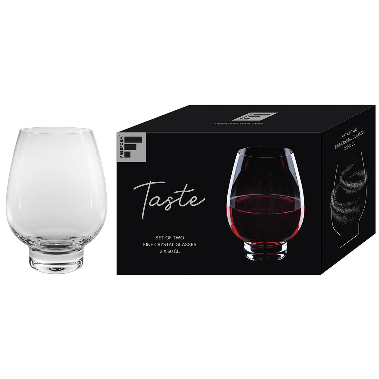 Klares FREEFORM Rotweinglas, 2 Stück, 600 ml Fassungsvermögen, elegantes Design für Rotwein Genuss.