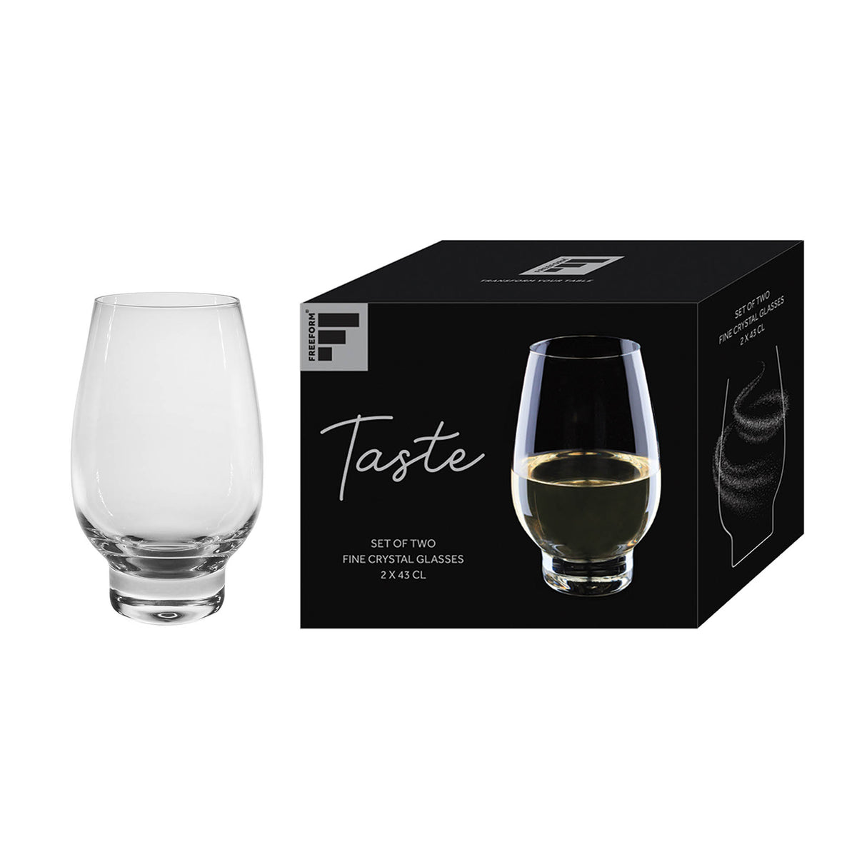 Weißwein-Gläser von FREEFORM, klares Glas, 2 Stück, 430 ml Fassungsvermögen, elegant und transparent für Weinpräsentation