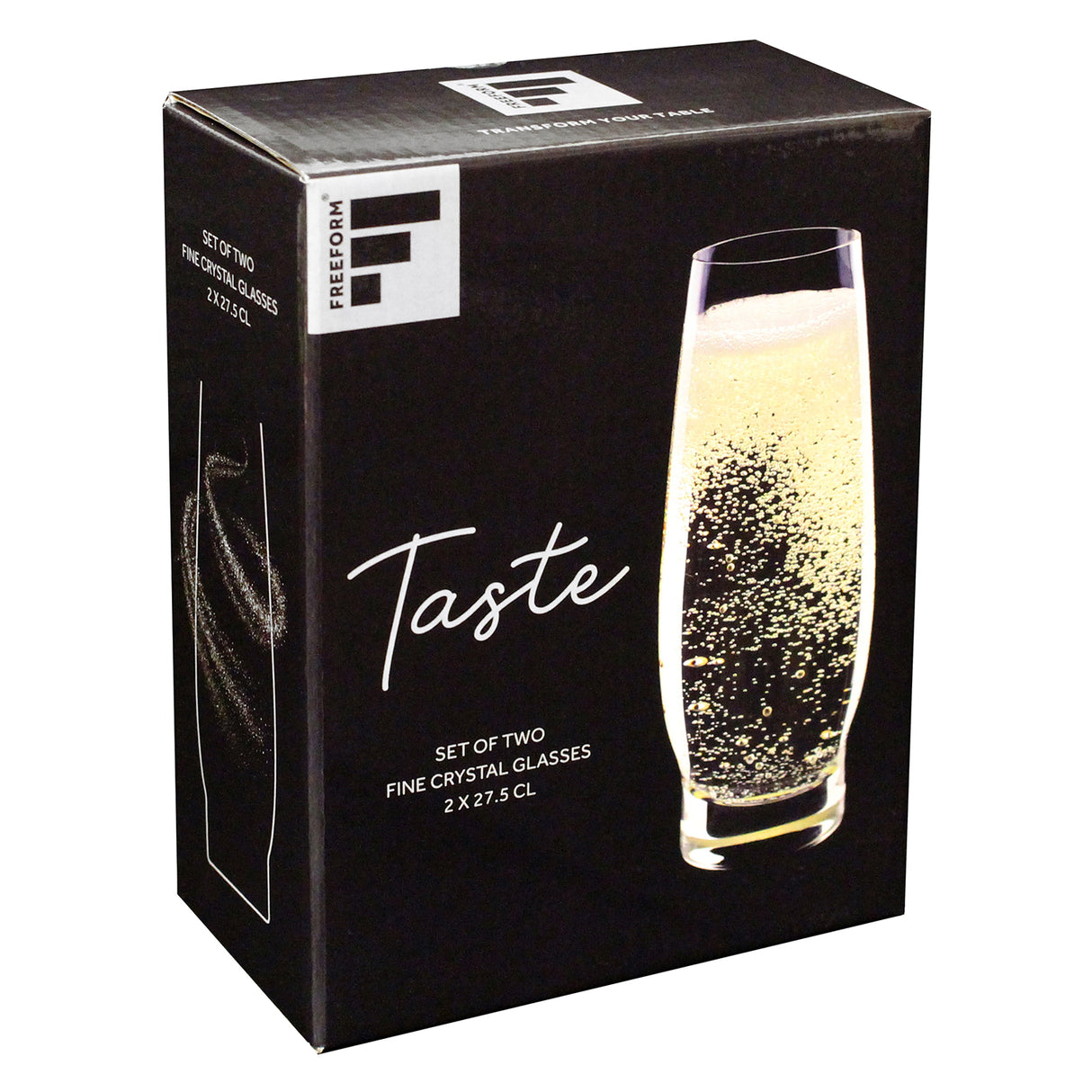 FREEFORM Sekt-Gläser im 2er-Set, klare 275 ml Gläser für Sekt und Champagner, elegante Trinkgläser.
