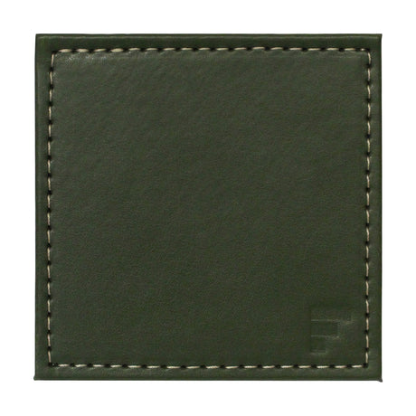 Vier Freeform Untersetzer DUO in Olive und Elfenbein, runde Untersetzer aus Kunststoff für Tassen und Gläser.