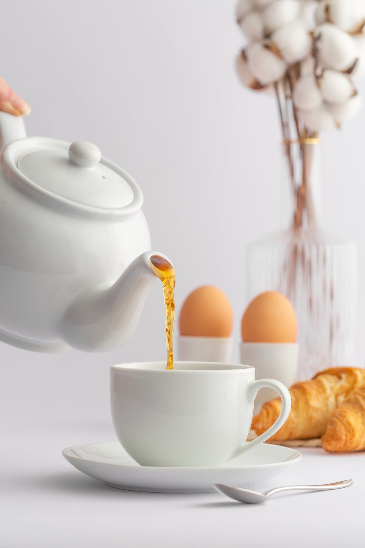 Weiße Teekanne von PRICE & KENSINGTON aus Porzellan auf weißem Hintergrund, elegante Teekanne mit Griff und Deckel.