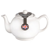 Weiße Teekanne von PRICE & KENSINGTON, stilvolle Teekanne aus Porzellan, perfekt für Teeliebhaber, detailreiche Oberfläche sichtbar