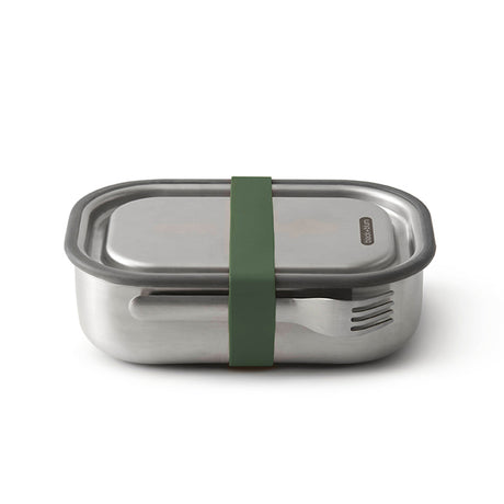 Schwarze BLACK+BLUM Lunchbox Classic in Orange, 1000 ml, aus robustem Material mit Schraubverschluss, für Mittagessen unterwegs
