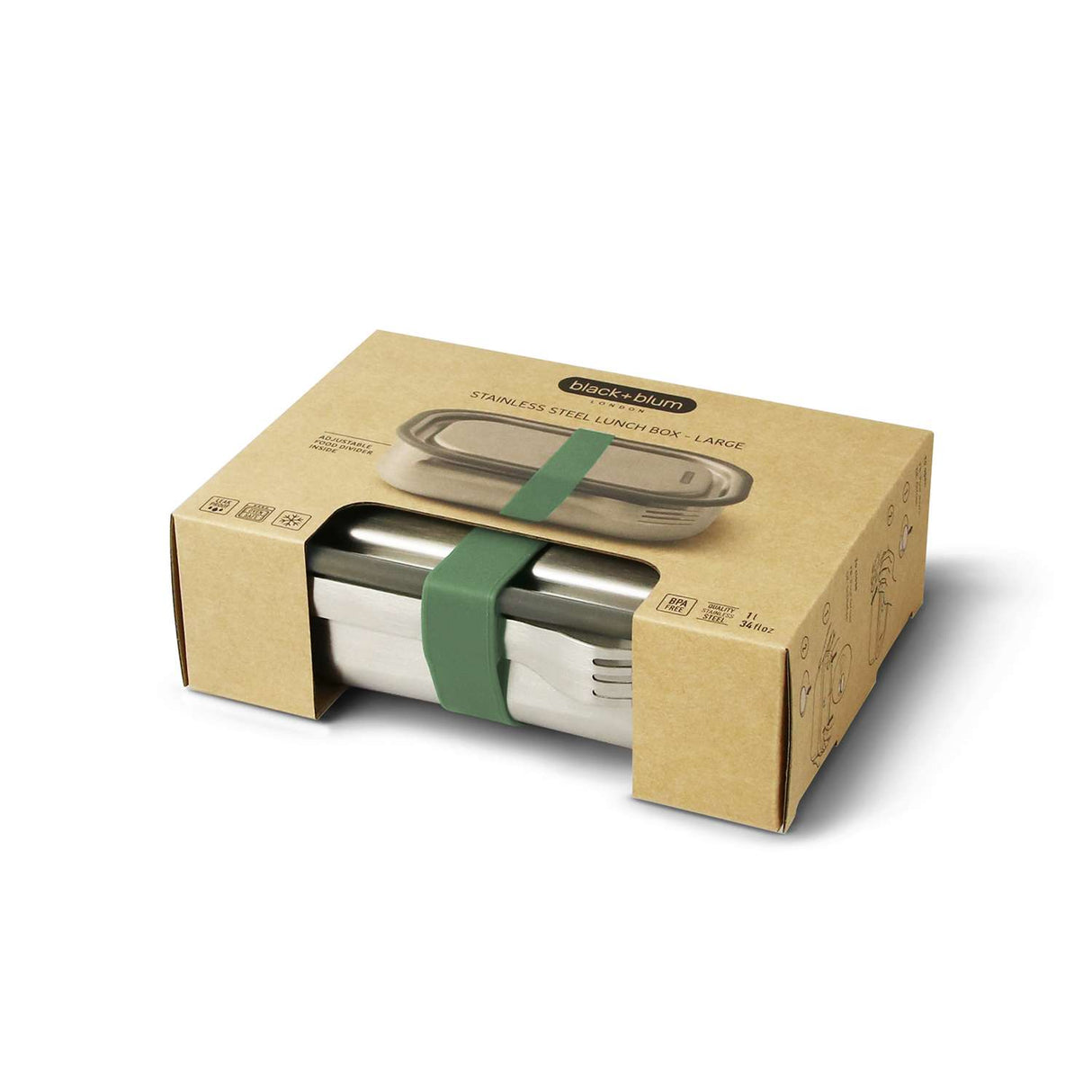Edelstahl Lunchbox von black+blum mit Vakuumverschluss, 1000 ml Fassungsvermögen, ideal für Lunch und unterwegs.