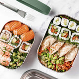 Edelstahl Lunchbox von black+blum in Olivgrün, 600 ml, mit Deckel, ideal für Lunch und unterwegs