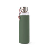 BLACK+BLUM Trinkflasche TO-GO GLAS in Ozean, 600 ml, aus Glas mit schwarzem Deckel, ideal für unterwegs