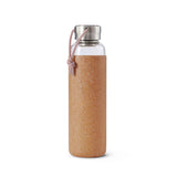 Schwarze black+blum Glas-Wasserflasche mit Mandelmuster, 600 ml, nachhaltige Trinkflasche aus Glas