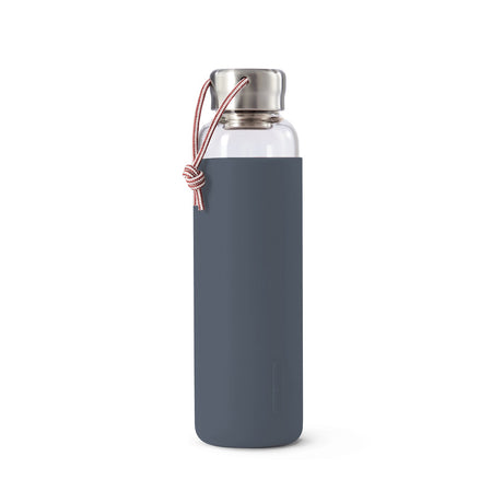 BLACK+BLUM Trinkflasche TO-GO GLAS in Ozean, 600 ml, aus Glas mit Schraubverschluss, ideal für Getränke unterwegs