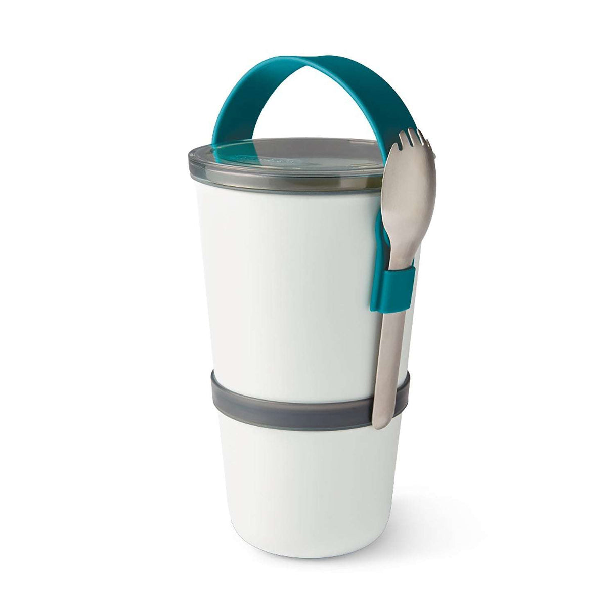 Schwarze Black+Blum Lunchpot ORIGNAL im Ozean-Design, 900 ml, mit verschließbarem Deckel und auslaufsicherem Material.