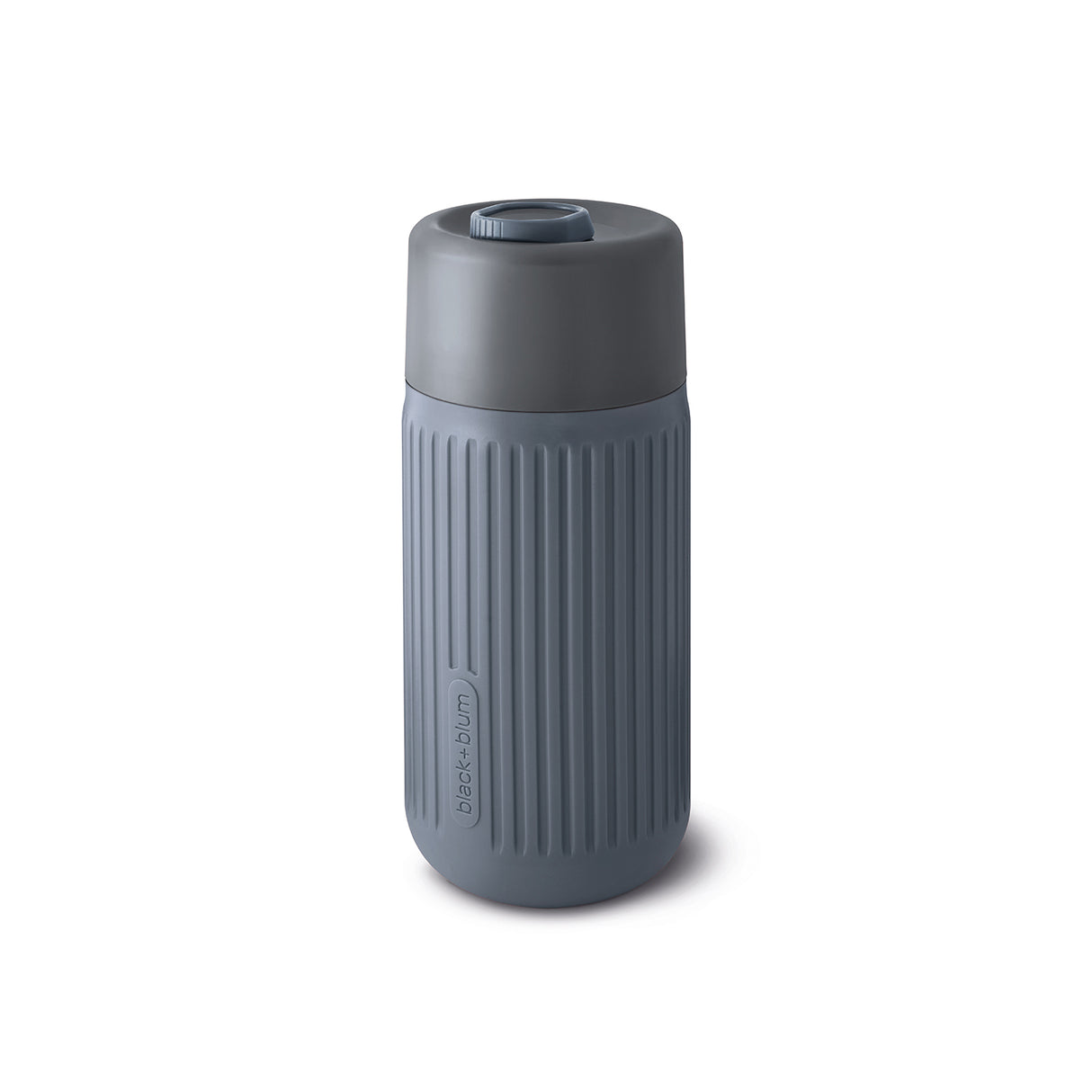 Blauer BLACK+BLUM Kaffeebecher aus To-Go-Glas, langlebiges und umweltfreundliches Trinkgefäß für unterwegs.