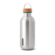 Schwarze BLACK+BLUM Trinkflasche Classic aus Edelstahl, 600 ml Fassungsvermögen, mit Schraubverschluss und transparentem Design