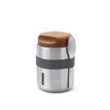 Schwarzer BLACK+BLUM Lunchbecher aus Edelstahl, 550 ml To-Go Lunchbehälter, silberfarben, mit Schraubverschluss