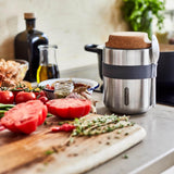 Silberner BLACK+BLUM Lunchbecher, 550 ml, für unterwegs, mit Deckel und doppelwandiger Isolierung