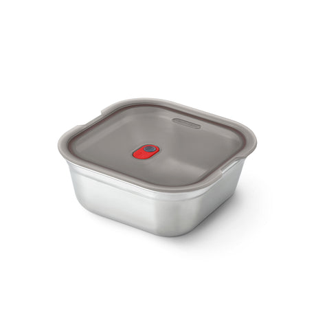 Multifunktionsdose aus Edelstahl von BLACK+BLUM mit Deckel, ideal für Lebensmittelaufbewahrung und vielseitige Nutzung.