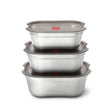 Schwarze BLACK+BLUM Multifunktionsdosen-Set mit drei Behältern in 650, 900 und 1200 ml, aus langlebigem Material.