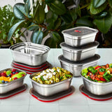 BLACK+BLUM Multifunktionsdose, 3er Set mit 650, 900 und 1200 ml, stapelbare Aufbewahrungsdosen aus Edelstahl