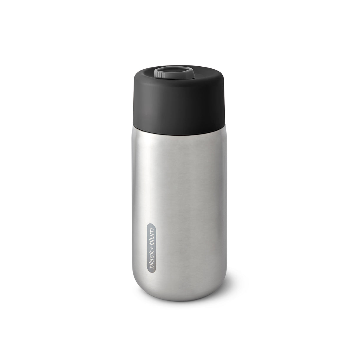 Schwarzer und orangefarbener BLACK+BLUM Thermobecher, TO-GO, 340 ml, isolierter Trinkbecher für unterwegs