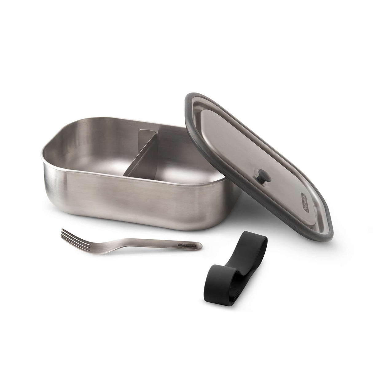 Edelstahl Lunchbox von black+blum mit Vakuumverschluss, 1000 ml Fassungsvermögen, ideal für unterwegs, zeigt die elegante, moderne Form