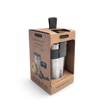 Edelstahl Camping-Set mit 4 Tellern von black+blum, robustes Geschirr-Set für Outdoor-Aktivitäten, klare Linien und langlebiges Design.