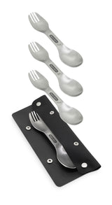 Edelstahl Camping-Set mit 4 Tellern von black+blum, robustes Geschirr für unterwegs, klare Linien und langlebiges Design