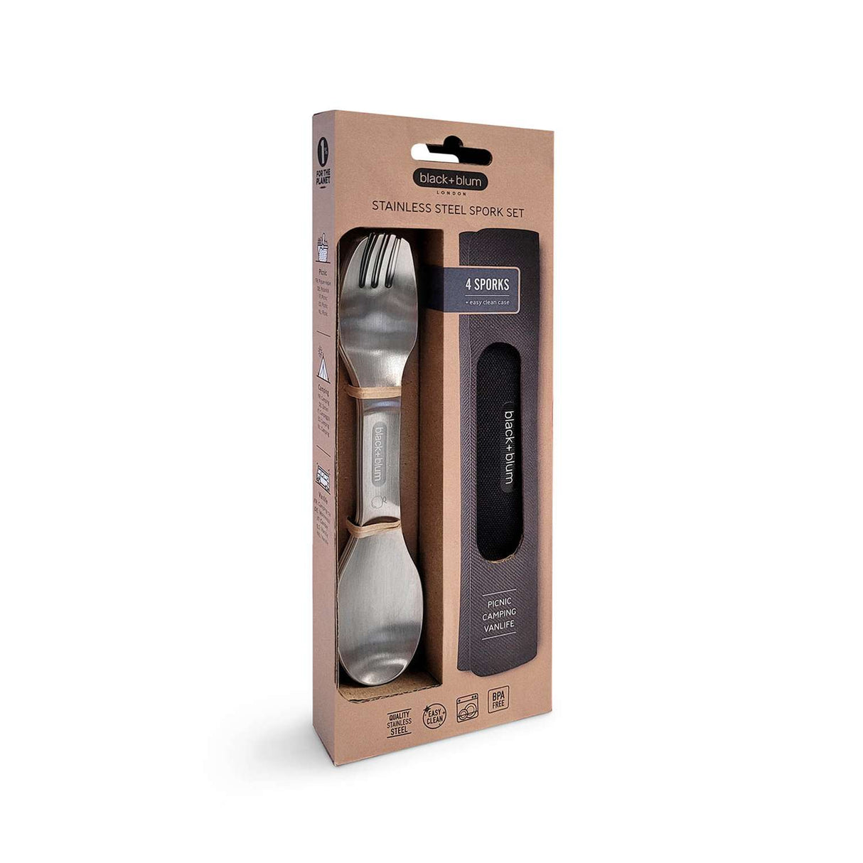 Edelstahl-Camping-Set mit 4 Tellern von black+blum, langlebiges Geschirr für Outdoor-Aktivitäten, robustes Camping-Equipment
