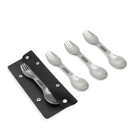 BLACK+BLUM Göffel-Set aus Edelstahl für To-Go-Lunch, 4-teilig, langlebiges Besteck für unterwegs