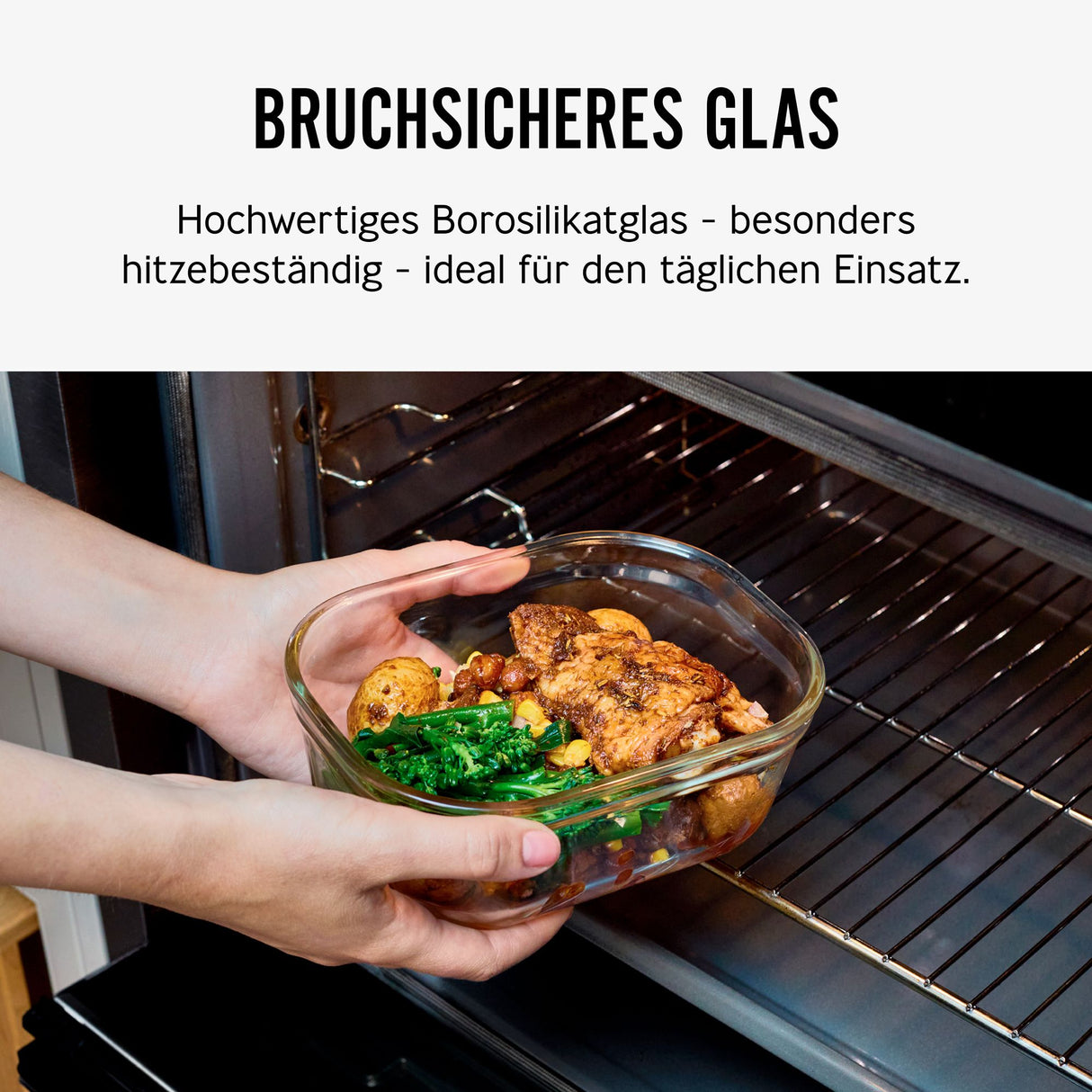 Schwarze BLACK+BLUM Multifunktionsdose aus Glas, vielseitige Aufbewahrungsdose mit transparentem Deckel, ideal für Küche und Lagerung.