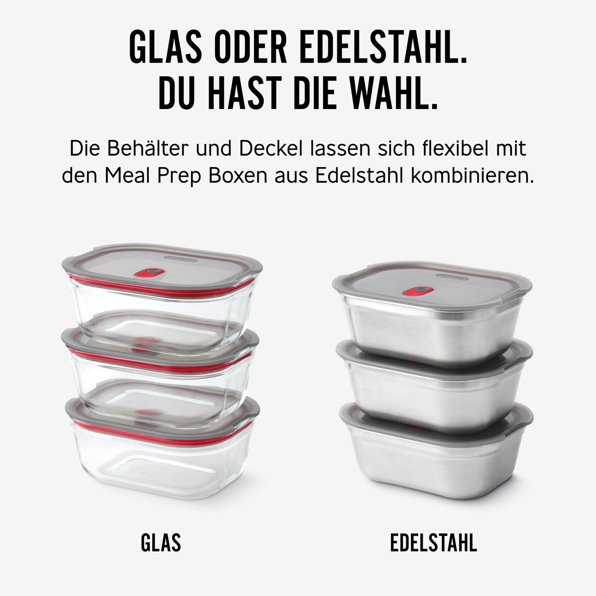 Schwarze BLACK+BLUM Multifunktionsdose aus Glas mit Schraubverschluss für Lebensmittelaufbewahrung.