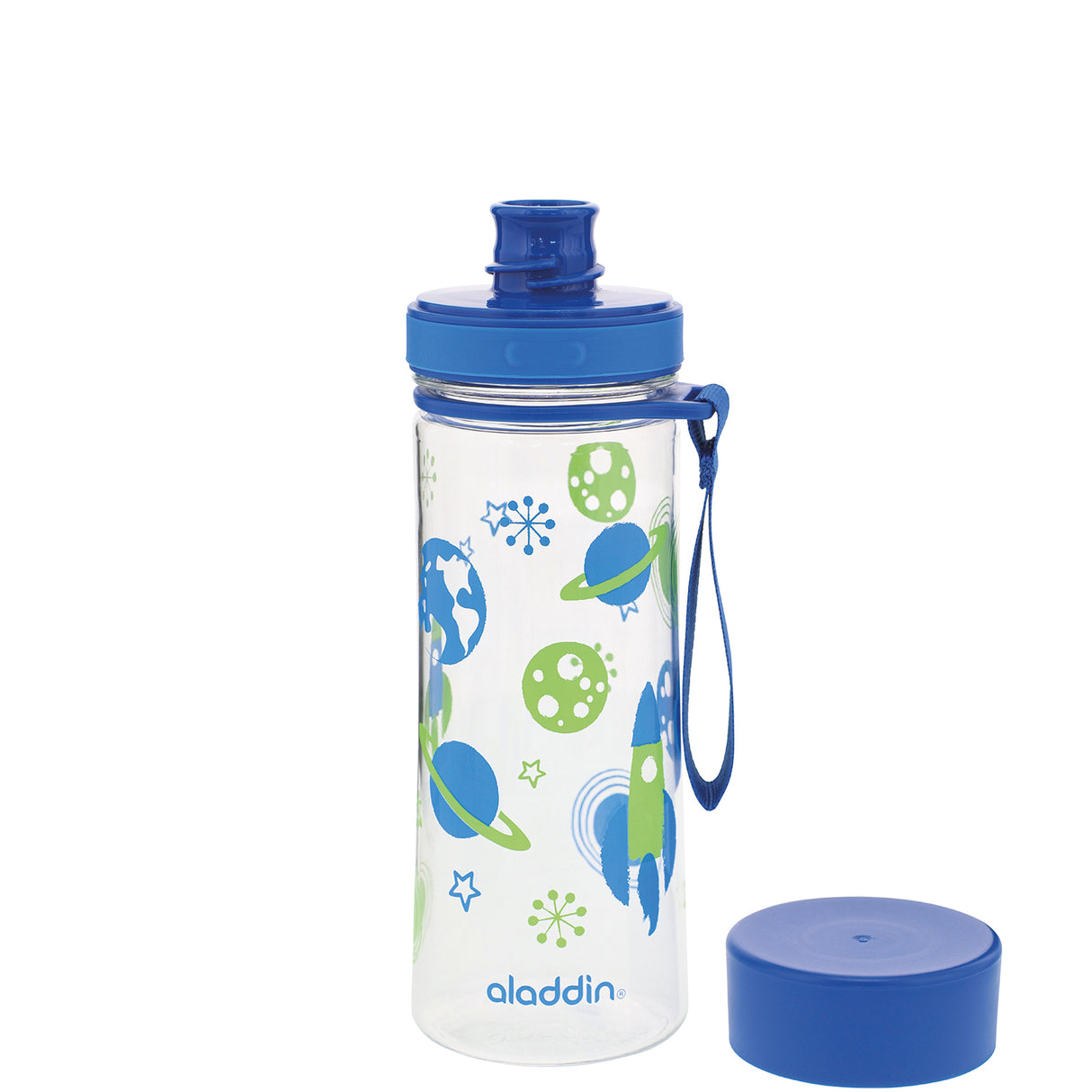 Blaues ALADDIN Trinkflasche FIRST AVEO aus Edelstahl, 350 ml, mit Schraubverschluss und praktischem Tragegriff.