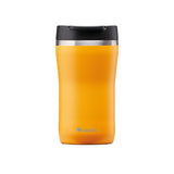 Gelber ALADDIN Thermobecher Barista, 250 ml, isoliert für heiße Getränke, langlebiges Edelstahl, mit Deckel, sonniges Design