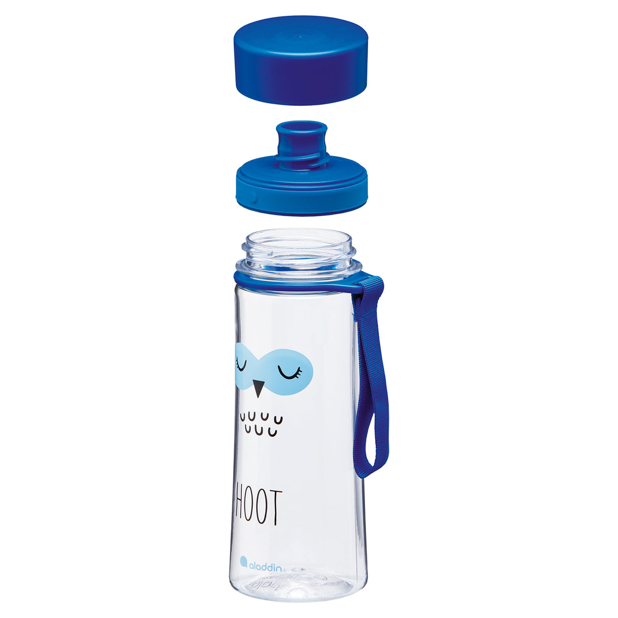 Blaue ALADDIN Trinkflasche FIRST AVEO, 350 ml, mit Schraubverschluss und transparentem Körper, für Getränke unterwegs