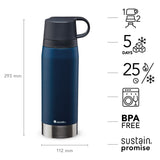 ALADDIN Thermobecher in Navy-Blau, 1100 ml, aus Edelstahl, mit Deckel und auslaufsicherer Verschluss.