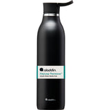 Schwarze ALADDIN Isolierflasche CITY LOOP, 600 ml, mit isolierendem Design für heiße und kalte Getränke.