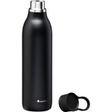 Schwarze ALADDIN Isolierflasche CITY LOOP, 600 ml, mit doppelwandiger Isolierung für heiße und kalte Getränke.