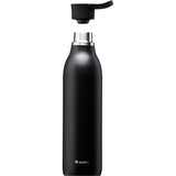 Schwarze ALADDIN Isolierflasche CITY LOOP, 600 ml, aus Edelstahl, mit doppelter Isolierung und praktischem Deckel.