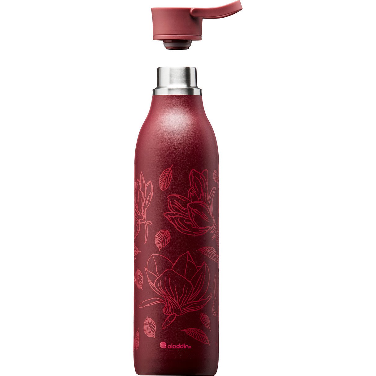 Rote ALADDIN Isolierflasche CITY LOOP, 600 ml, mit Schraubverschluss und isolierendem Edelstahl, für Getränke unterwegs