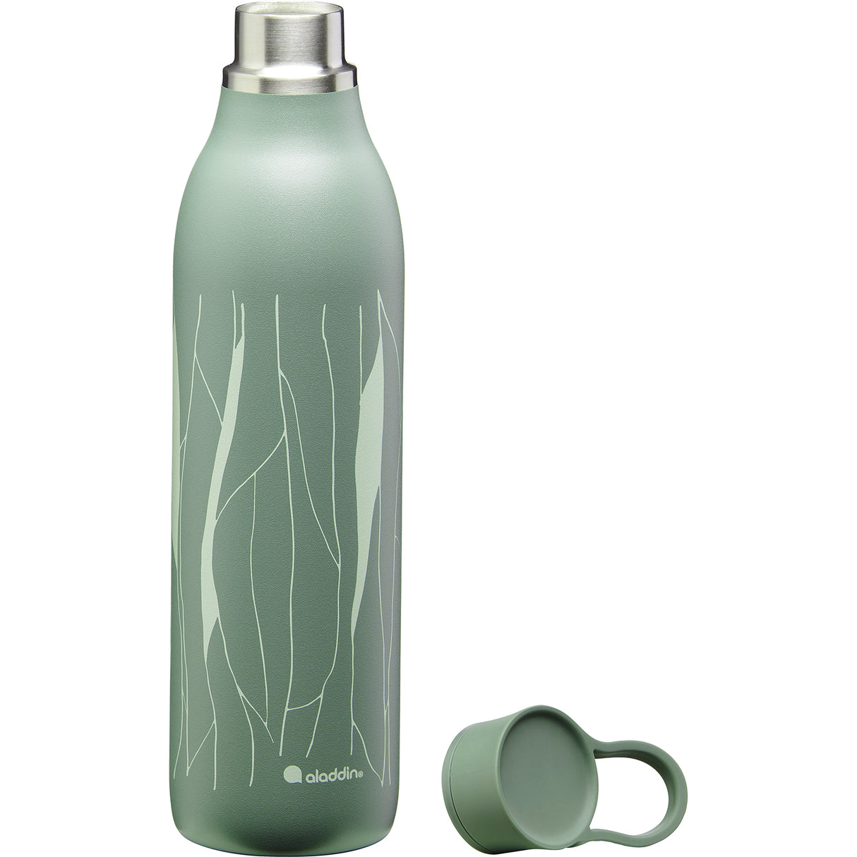 Grüne ALADDIN Isolierflasche CITY LOOP, 600 ml, mit Schraubverschluss und isolierter Edelstahlkonstruktion.