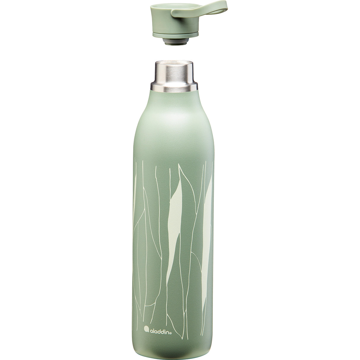 Grüne ALADDIN Isolierflasche CITY LOOP, 600 ml, aus Edelstahl, mit Schraubverschluss und Tragegriff, für heiße und kalte Getränke