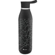 Schwarze ALADDIN Isolierflasche CITY LOOP, 600 ml, mit rotem Verschluss und Edelstahlkörper, für heiße und kalte Getränke