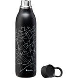 Schwarze ALADDIN Isolierflasche CITY LOOP, 600 ml, mit isolierendem Deckel und robustem Design, für heiße und kalte Getränke.