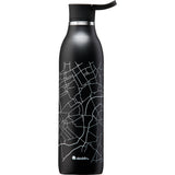 Schwarze ALADDIN Isolierflasche CITY LOOP, 600 ml, aus Edelstahl, mit isolierendem Design, für Getränke unterwegs