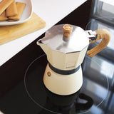 Espressokocher GNALI & ZANI Venezia in Creme, aus Edelstahl, mit Griff und Deckel, für die Zubereitung von Espresso.