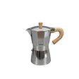 Aluminium Espressokocher von GNALI & ZANI, Modell Venezia, mit Griff und Druckknopf für Espressozubereitung.