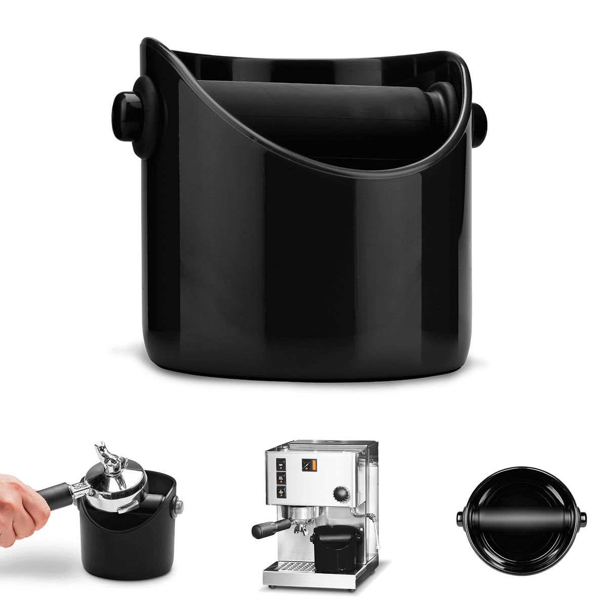 DREAMFARM Kaffeesatz-Behälter aus Edelstahl für Kaffeemaschine und Filter, praktischer Behälter für Kaffeesatz, modernes Design