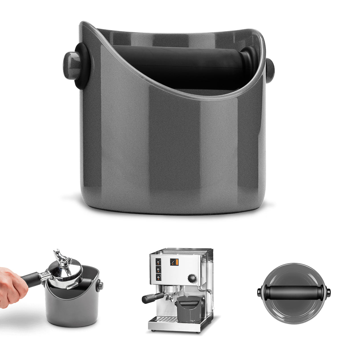 DREAMFARM Kaffeesatz-Behälter aus Kunststoff für Kaffeesatz, mit Deckel, zum Sammeln und Entsorgen des Kaffeesatzes