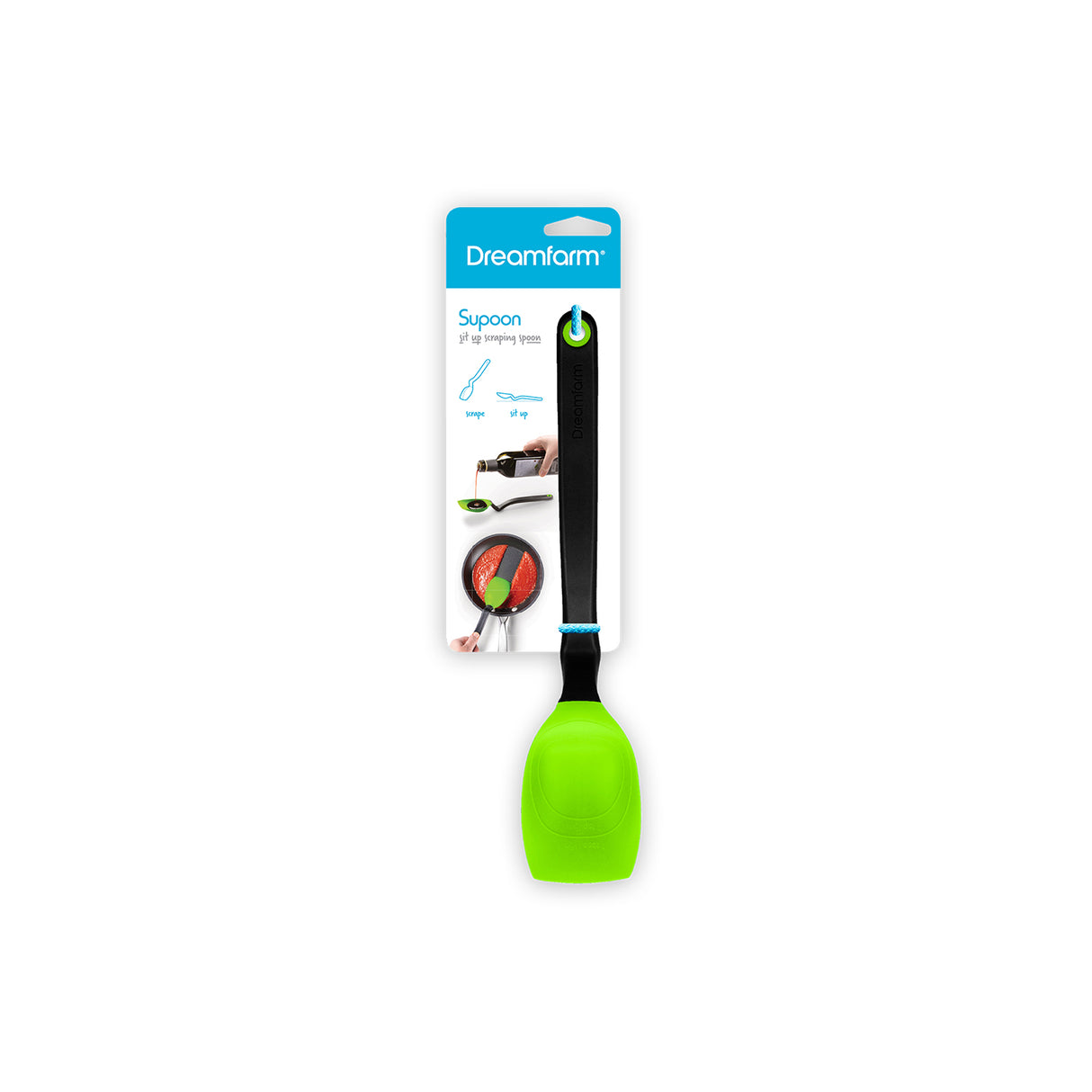 DREAMFARM 3-in-1 Kochlöffel SUPOON aus Edelstahl, vielseitiges Küchenutensil mit Griff und Löffelkopf in modernem Design