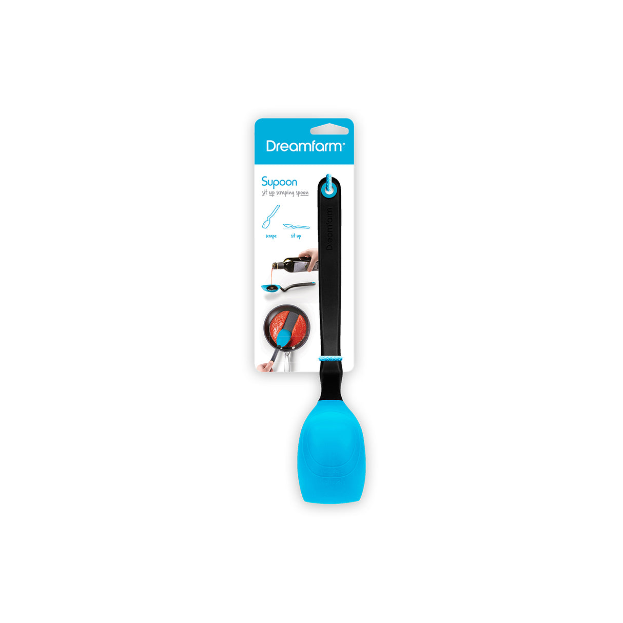 DREAMFARM Kochlöffel 3in1 SUPOON aus Edelstahl, vielseitiger Kochlöffel für Kochen und Servieren, gebogenes Design