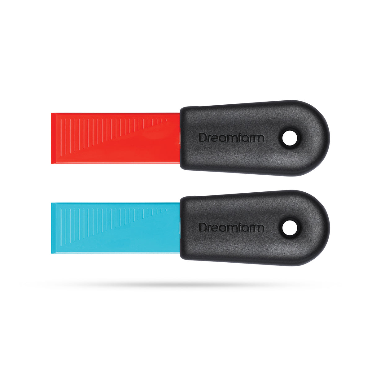 DREAMFARM Reinigungsschaber CLEANA in Blau und Rot, robustes Küchenutensil für saubere Oberflächen, 2 Stück.